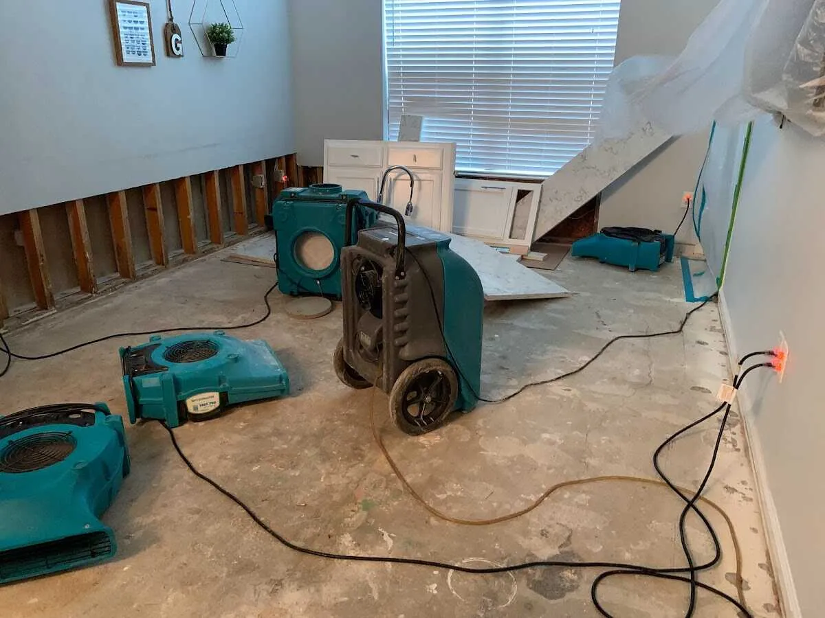 Dehumidifier in flood-cut room for Water Damage Restoration in Middletown
